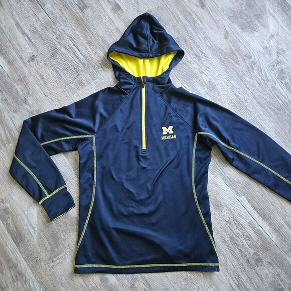 Colosseum Tops - University Of Michigan Wolverines 1/2 Zip Pullover Running Hoodie Sweatshirt L